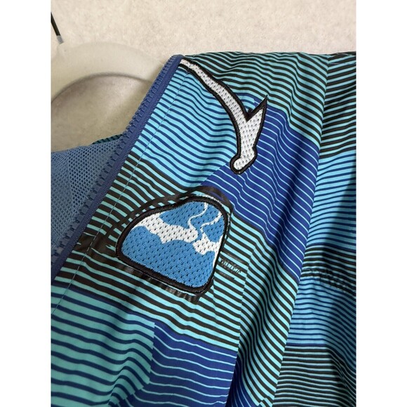 Volcom Hoodie Windbreaker Jacket Zip Boys  Large Blue Stripe Surf skateboard - Picture 7 of 11